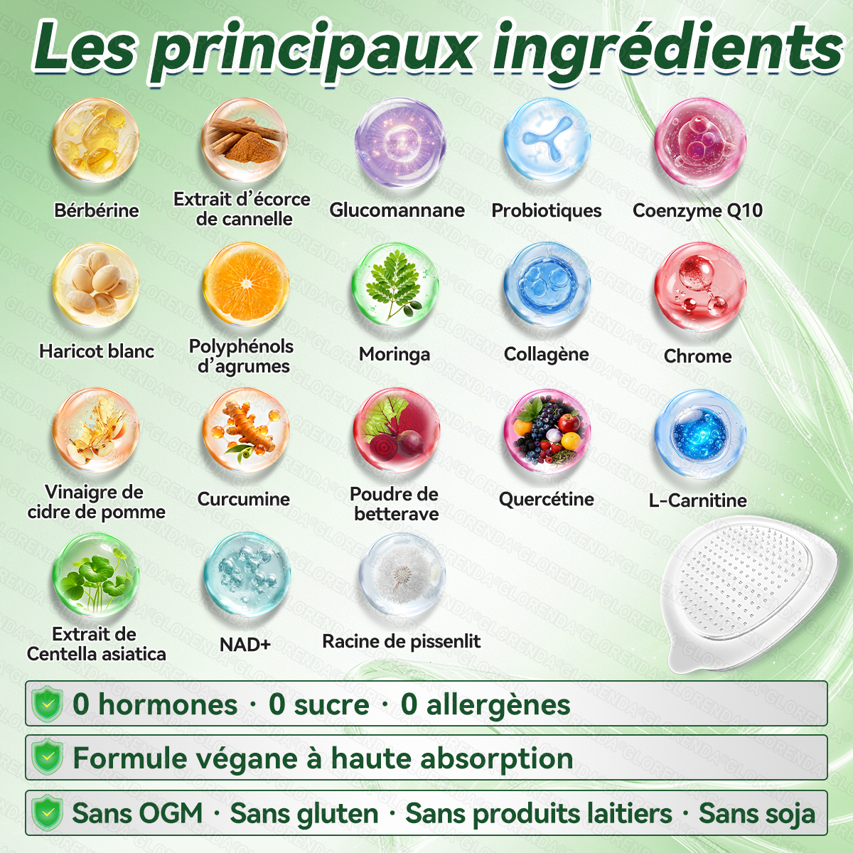 Boutique officielle ❤️‍🔥❤️‍🔥𝐆𝐋𝐎𝐑𝐄𝐍𝐃𝐀® Moringa · Berbérine + NAD+ – Patch Microneedle Nano Avancé 10-en-1 (1×/jour, résultats visibles en 7 jours) | Obésité, relâchement cutané, apnée du sommeil, articulations, etc.-LYJ
