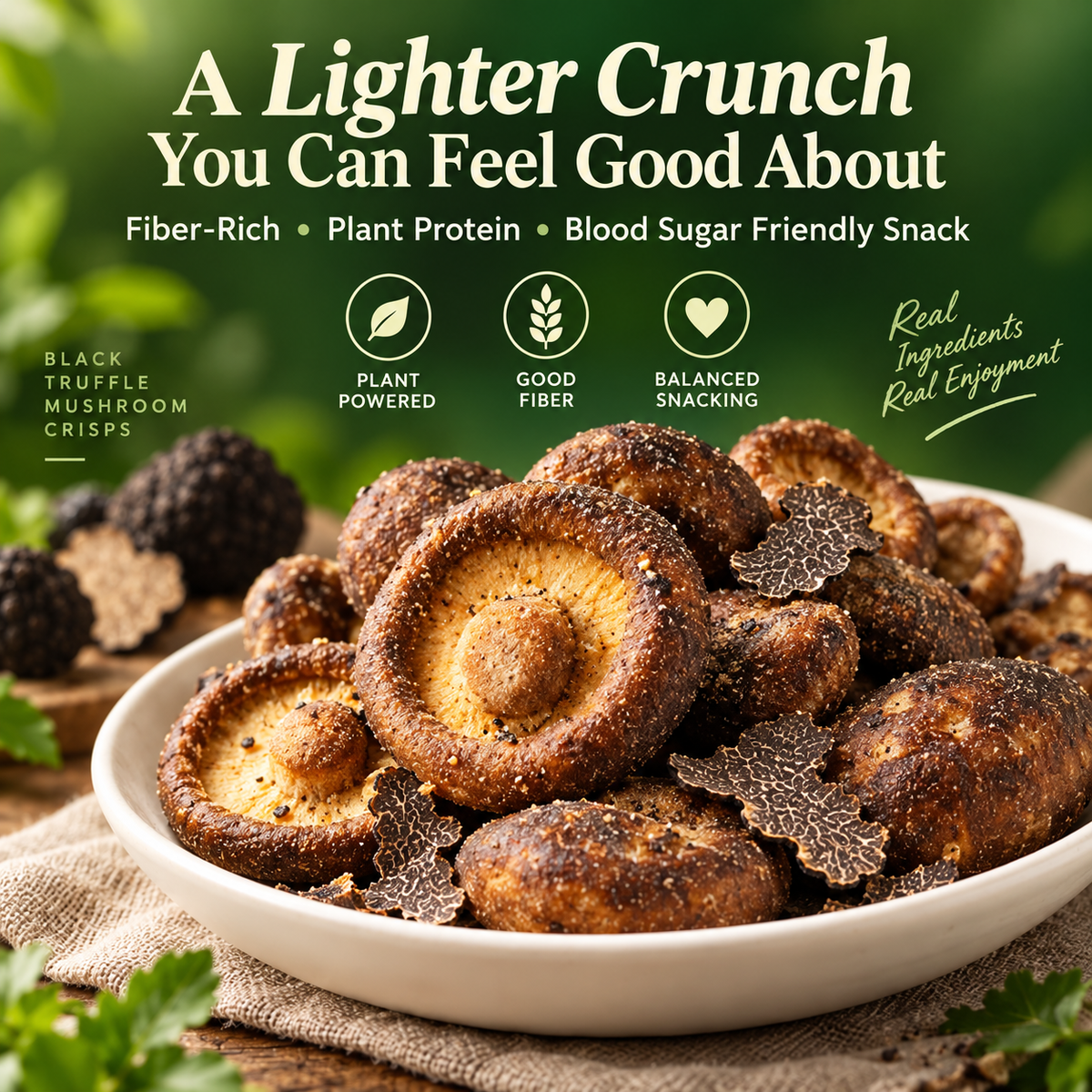 ✅🍄Black Truffle Mushroom Crisps 🎄💛Zero Added Sugar, Zero Artificial Flavors, Zero Preservatives, Zero Trans Fat-ABB8