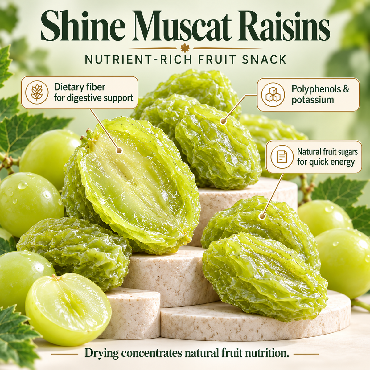 ✅🍇Shine Muscat Raisins – 🌿🍇Premium Dried Grapes, Naturally Sweet & Fragrant-ABB8