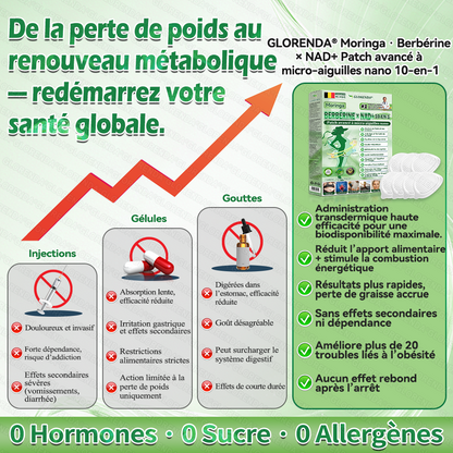 Boutique officielle ❤️‍🔥❤️‍🔥𝐆𝐋𝐎𝐑𝐄𝐍𝐃𝐀® Moringa · Berbérine + NAD+ – Patch Microneedle Nano Avancé 10-en-1 (1×/jour, résultats visibles en 7 jours) | Obésité, relâchement cutané, apnée du sommeil, articulations, etc.-LYJ