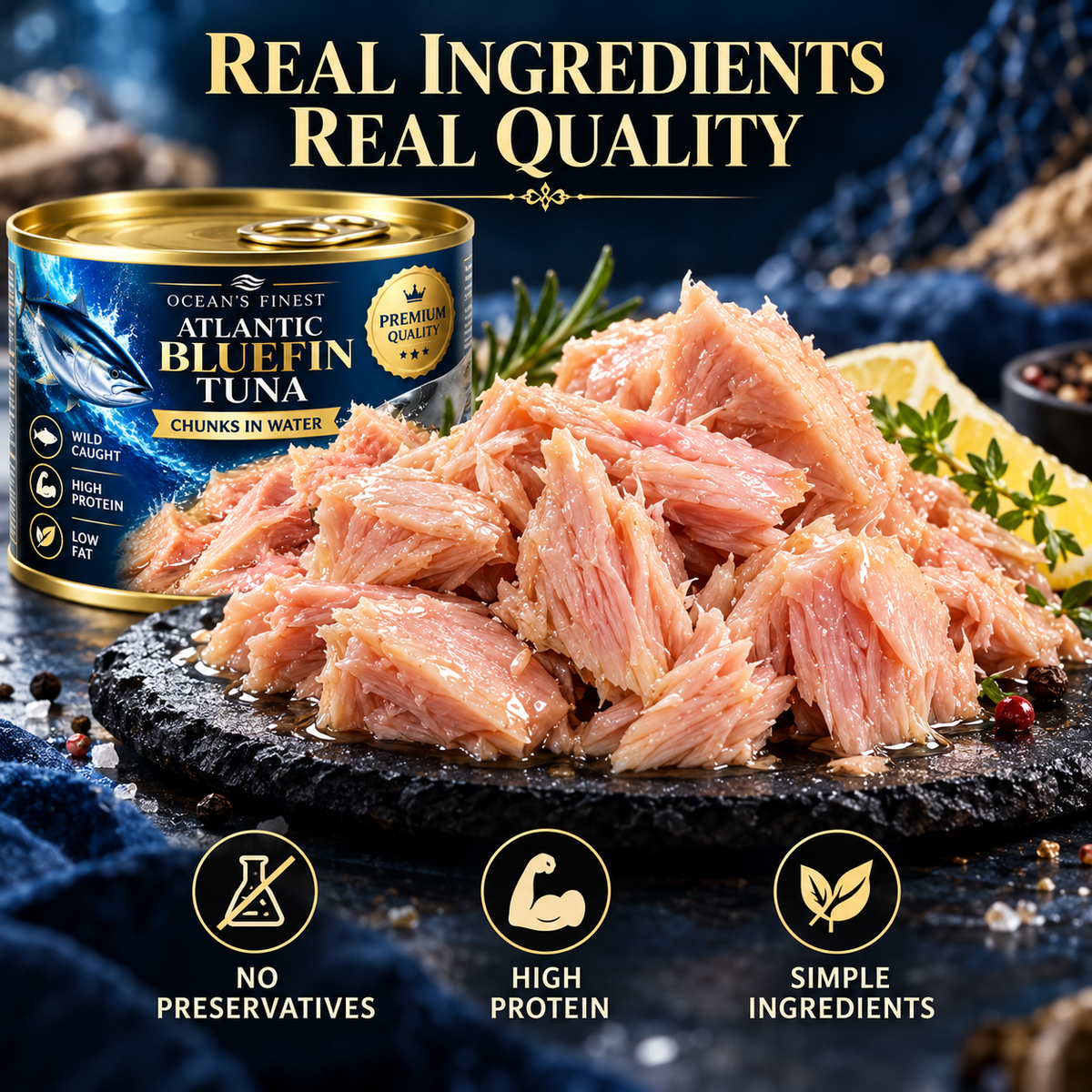 🔥🐠Premium Wild-Caught Atlantic Bluefin Tuna – ✅🐟In Olive Oil, Dolphin-Safe🐬, No Can Opener Needed-ABB8