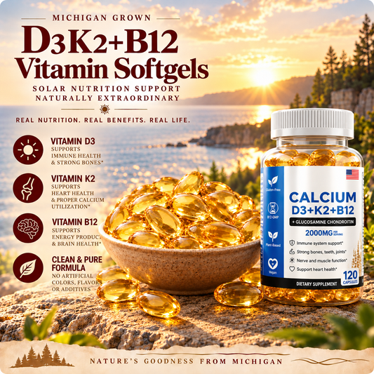 💪✅Calcium and vitamin D3+K2+B12 health supplements,Support bone and joint healt-ABB8