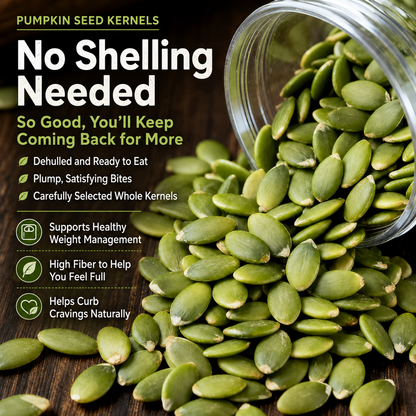 💯🥇Crush cravings without the guilt!🍋‍🟩🌿Enjoy every bite of our all-natural Pumpkin Seed Kernels-ABB8