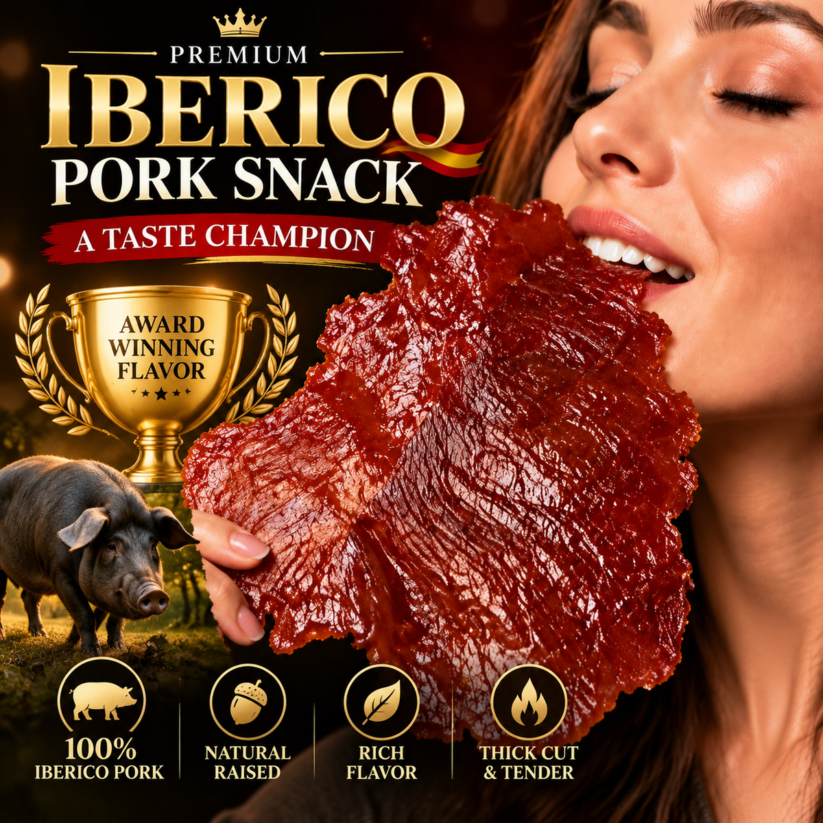 👏🐷 Premium Iberian Pork Jerky —🐖🥩More Protein. Less Sugar. Real Meat-ABB8