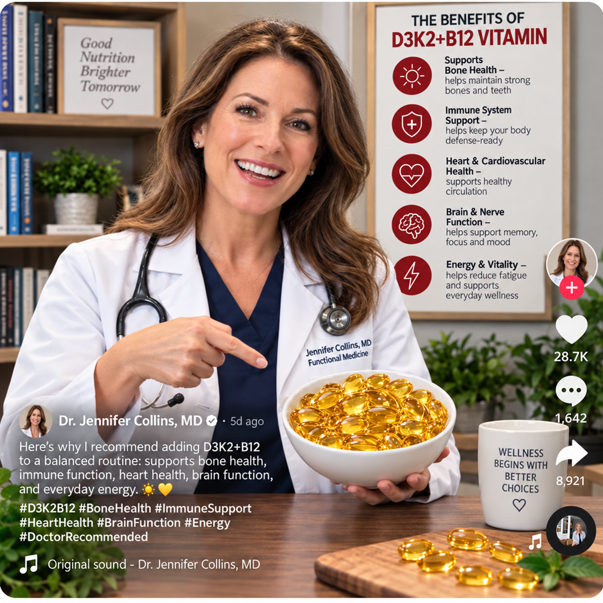 💪✅Calcium and vitamin D3+K2+B12 health supplements,Support bone and joint healt-ABB8